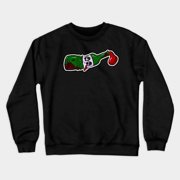 Drunken Bottle of Wine Cartoon Crewneck Sweatshirt by Squeeb Creative